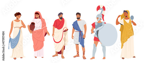 Canvastavla Roman People in Traditional Clothes, Ancient Rome Citizen Male and Female Charac