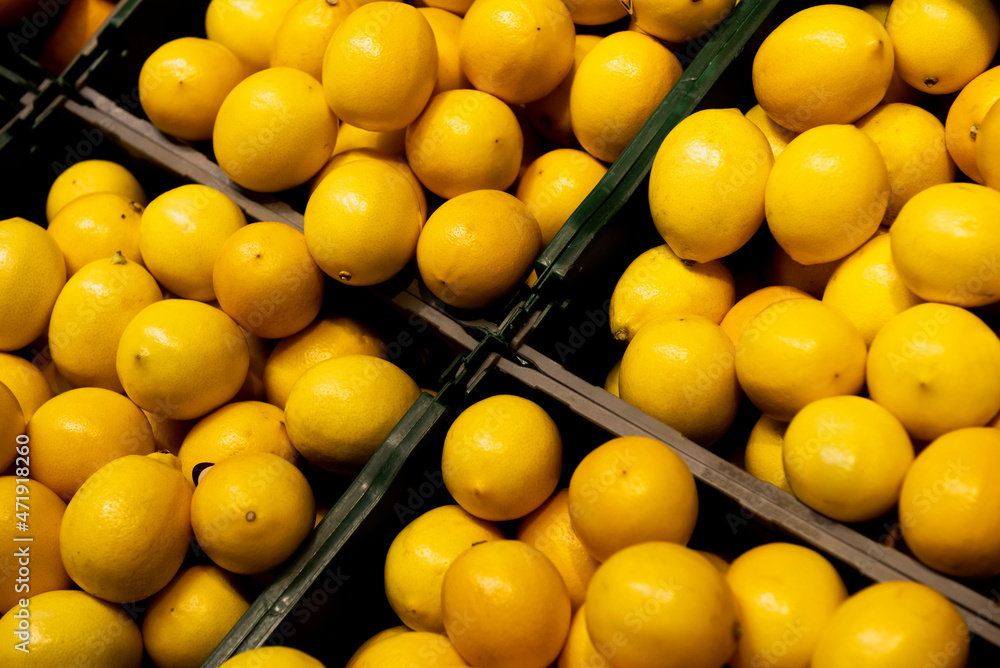 Lemon fruits in basket isolated. Lemon fruits in basket isolated.