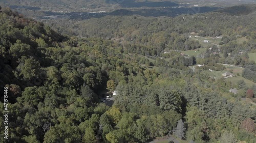 Aerial drone footage of blue ridge mountains in North Carolina photo