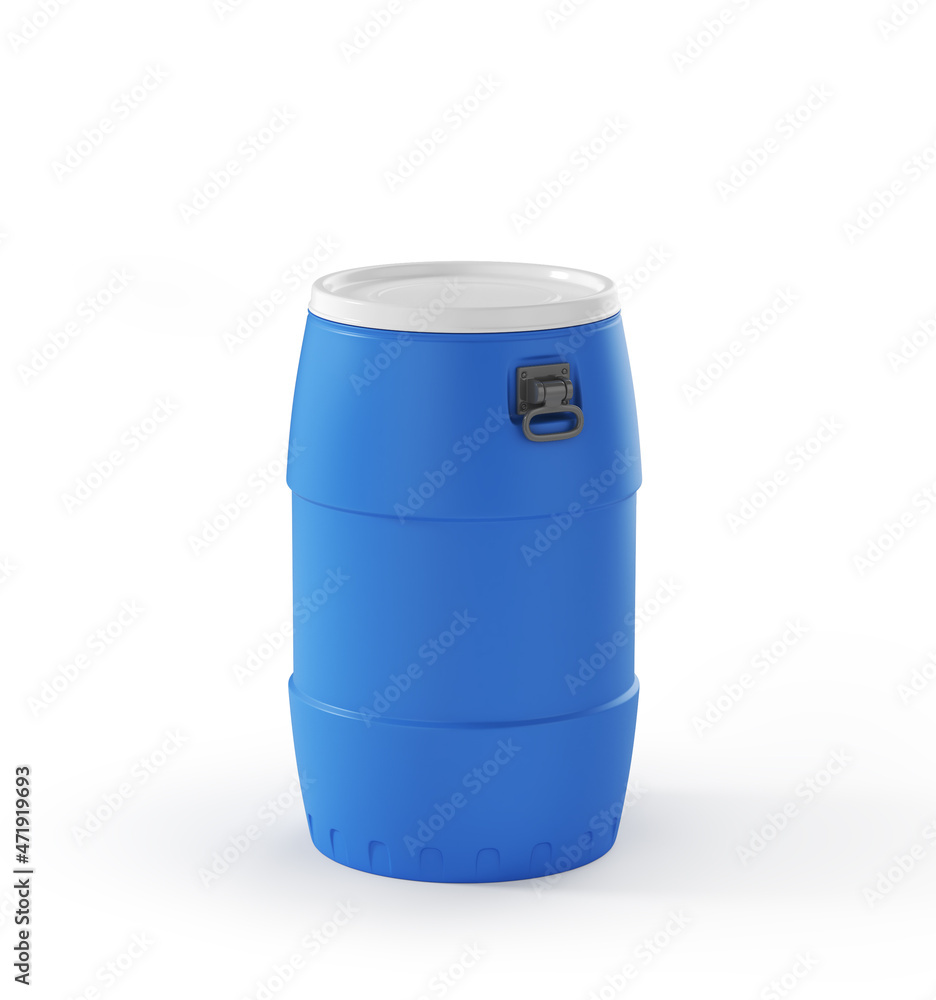 Plastic water tank in form of cylinder on a white background. 3d illustration Plastic water tank in form of cylinder on a white background. 3d illustration