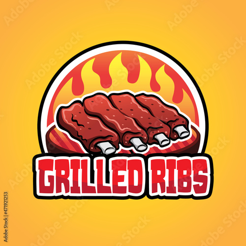 Grilled Ribs Vector Logo Design