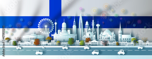 Travel landmarks Finland city with celebration finland independence day.