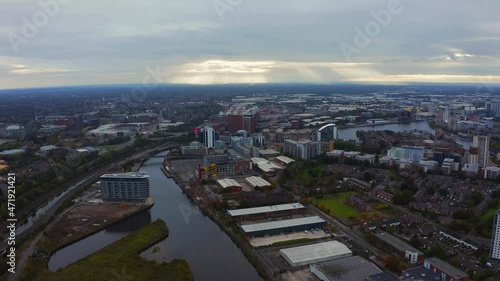 Wallpaper Mural Aerial view of Manchester city in UK on a beautiful cloudy day. Torontodigital.ca