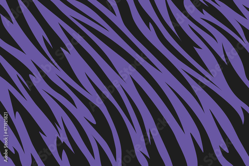 Pattern tiger or zebra stripes. Animal skin. Black and violet texture. Striped abstract background. Design template for banner  print  textile  fabric  fashion clothes and bags. Vector illustration