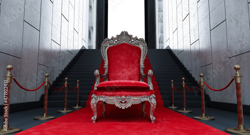 Foto Throne of the kings, VIP throne, Red royal throne, 3d render