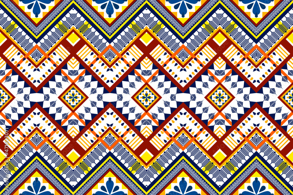 Geometric ethnic pattern design. Aztec fabric carpet mandala ornament boho chevron textile decoration wallpaper. Tribal turkey African Indian traditional embroidery vector illustrations background.