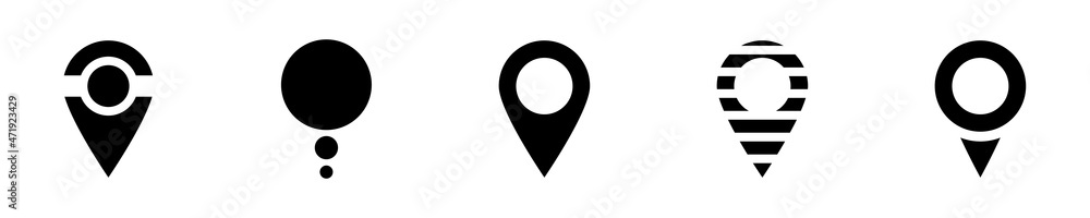 Conjunto de iconos de ubicación. Concepto de localización, destino o punto de ubicación. Ilustración vectorial - obrazy, fototapety, plakaty 
