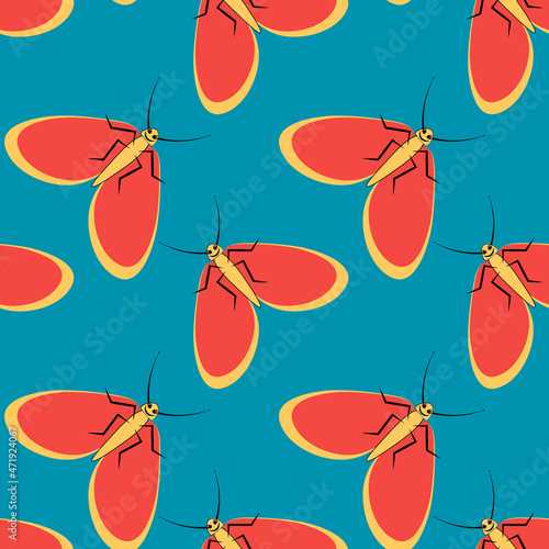 Illustration on a square background - stylized moths - graphics. Summer, insects, unbearable ease of life