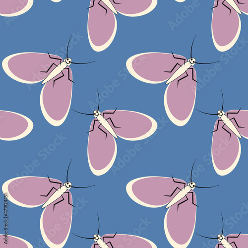 Illustration on a square background - stylized moths - graphics. Summer, insects, unbearable ease of life