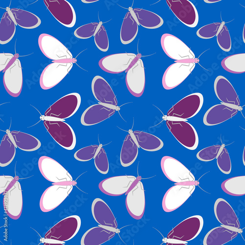 Seamless pattern - stylized moths - graphics. Summer, insects, unbearable ease of life. Wallpapers, textiles, packaging