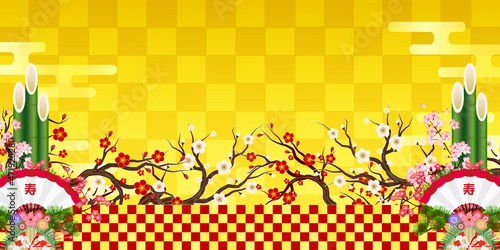 梅の木　新年　初売り　背景