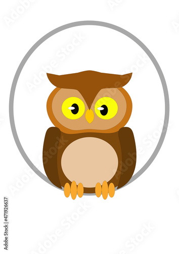Illustration of an owl with big yellow eyes