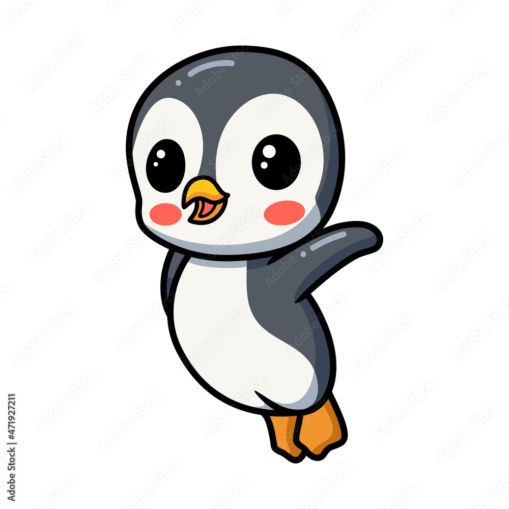Cute little penguin cartoon jumping Cute little penguin cartoon jumping