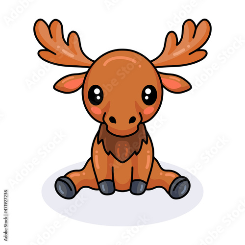 Cute little moose cartoon sitting
