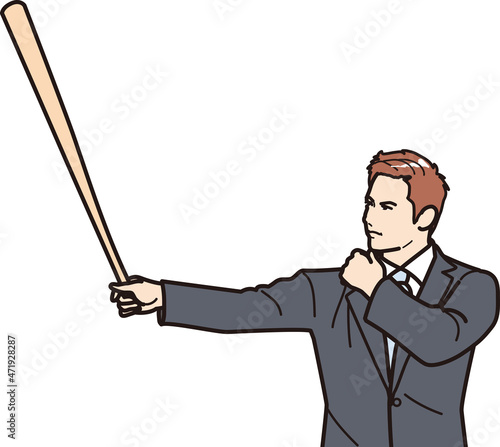 パッティングポーズのビジネスマン