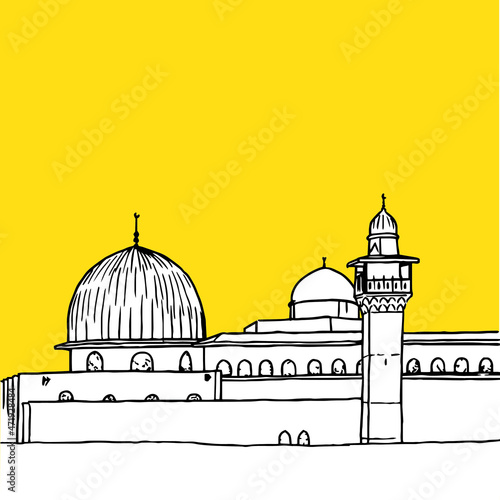 Al-Aqsa Mosque in Jerusalem Vector Drawing