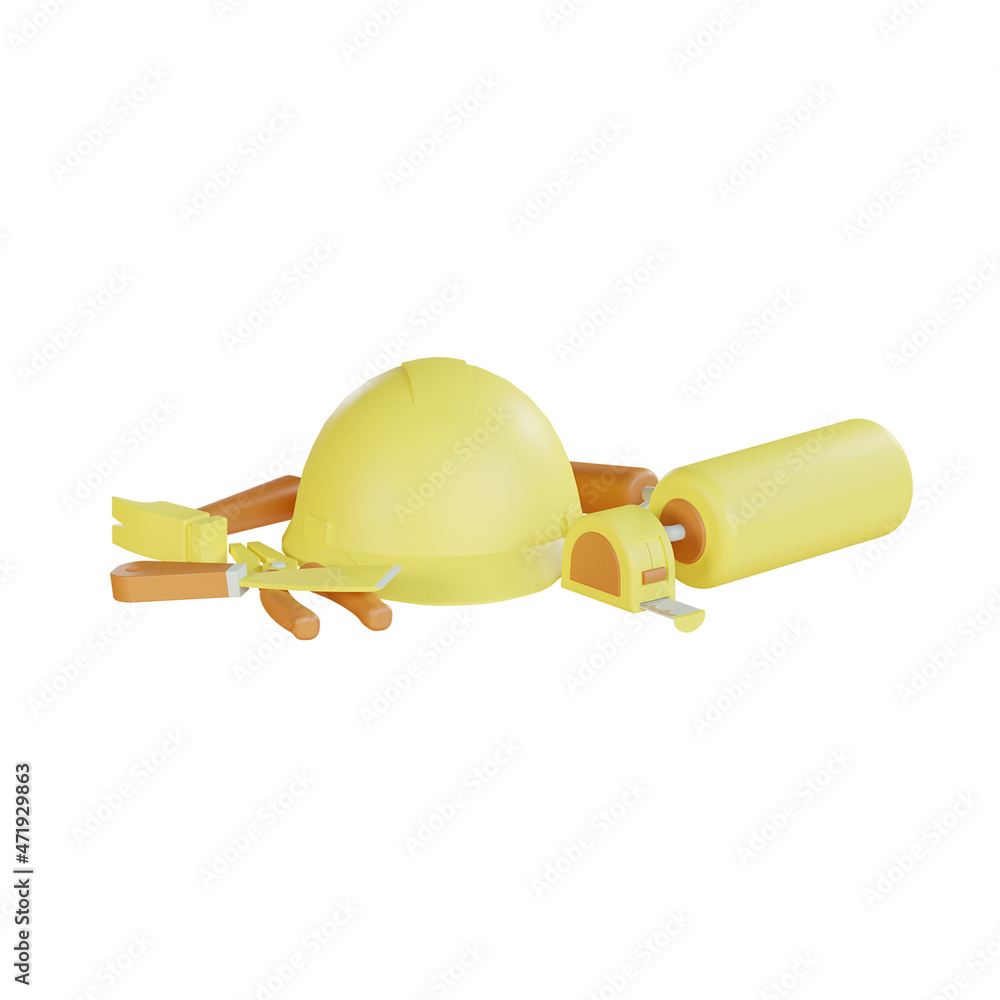 3D illustration construction tools pin isolated on white background. 3d render illustration 3D illustration construction tools pin isolated on white background. 3d render illustration