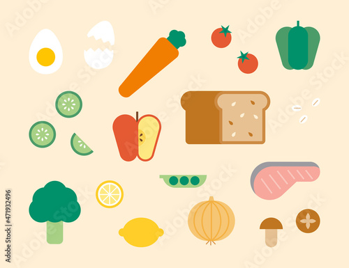 Healthy food ingredients. flat design style vector illustration.