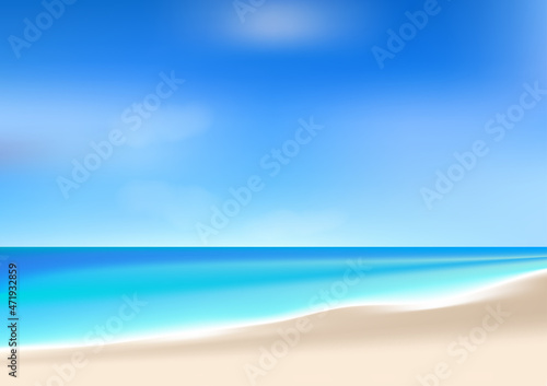 graphics drawing landscape view ocean and blue sky with palm vector illustration