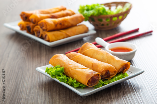 Obraz na płótnie Popiah, deep fried spring rolls