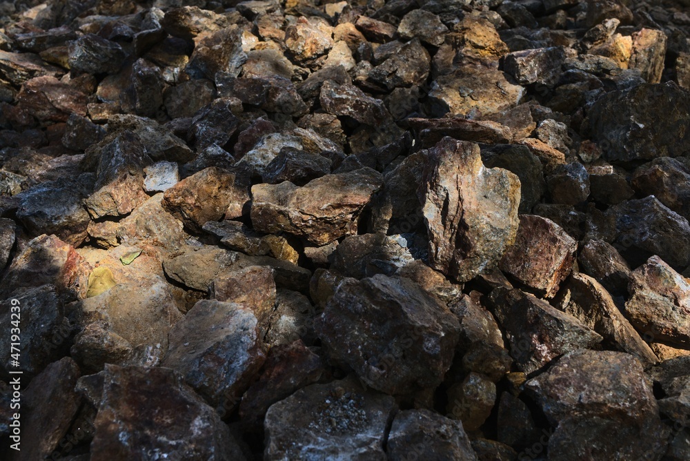 texture of samples of oxidized rocks and minerals commonly used in mining