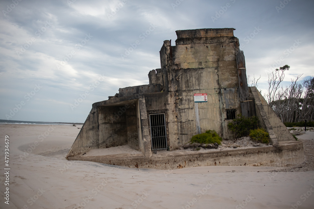 Ruined World War 2 bunker on Bribie Island