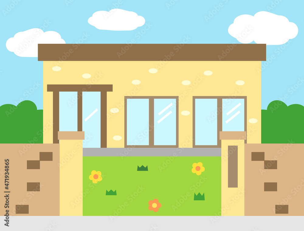 保育園や幼稚園をイメージした建物のイラスト