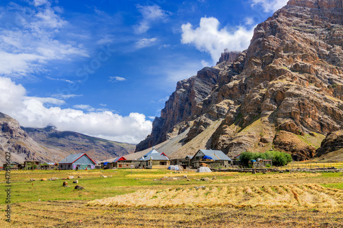 Sceneic view of Drass village with blue cloudy sky background , Kargil, Ladakh, Jammu and Kashmir, India photo