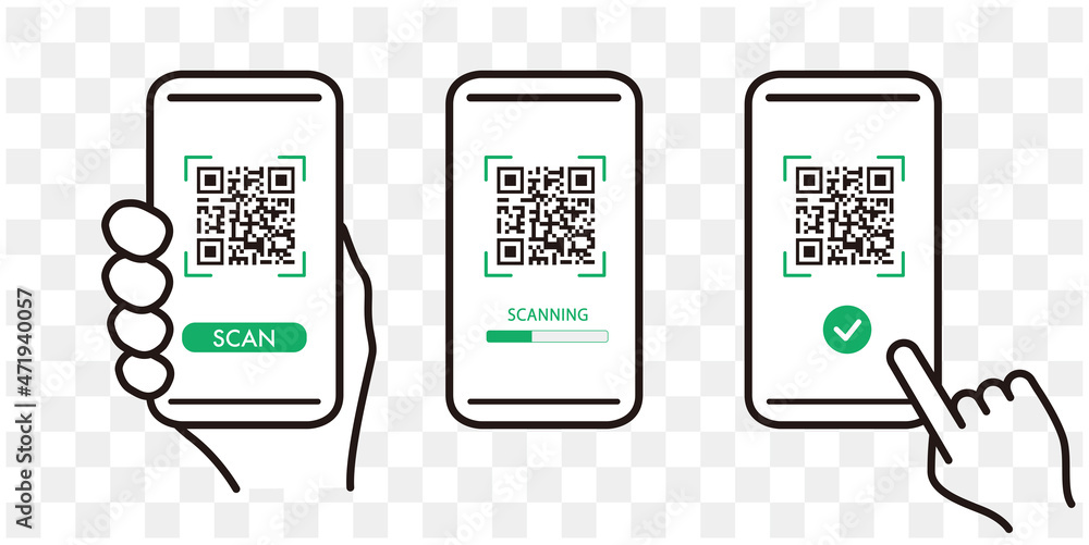 QR code scan icon with smartphone, scan me barcode sign, Vector ...