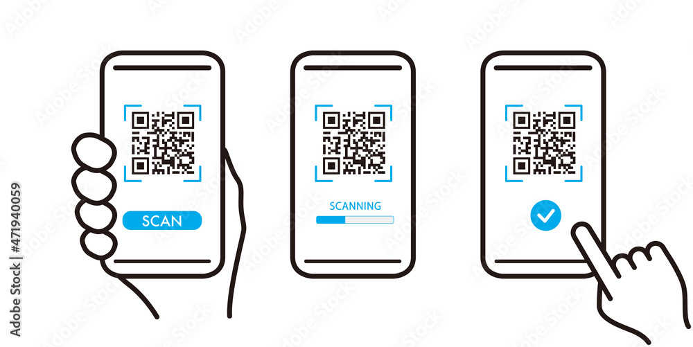 QR code scan icon with smartphone, scan me barcode sign, Vector ...