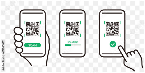 QR code scan icon with smartphone, scan me barcode sign, Vector illustration.