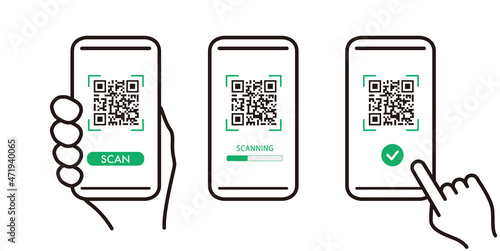 QR code scan icon with smartphone, scan me barcode sign, Vector illustration.