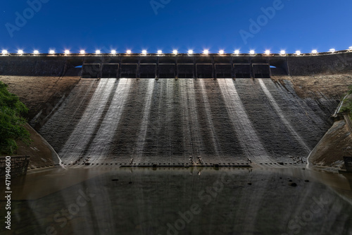 Night scenery of dam in Tai Tam reservoir, Hong Kong photo