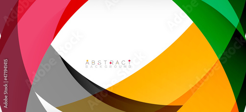 Geometric abstract background. Circle created with overlapping color shapes. Vector Illustration For Wallpaper, Banner, Background, Landing Page