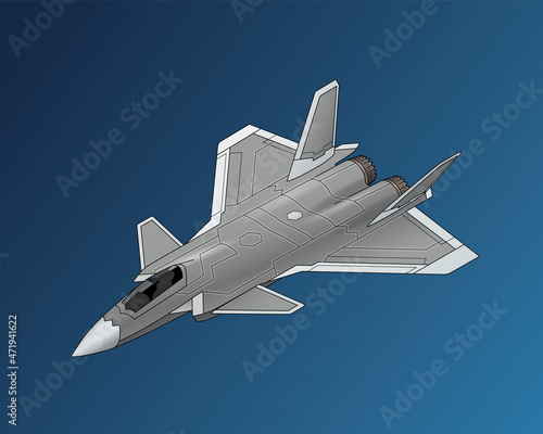 Isometric Illustration, People's Liberation Army Air Force, Chengdu J-20, stealth aircraft photo