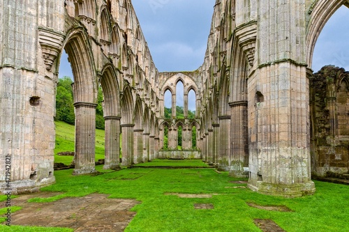 Ruins of an old Cistercian abbey in North Yorkshire  UK.
