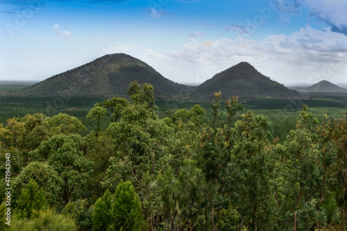 Glass House Mountains on the Sunshine coast  Queensland  Australia.