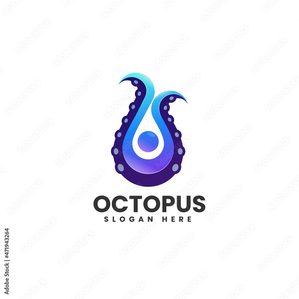 Fototapeta premium Vector Logo Illustration Octopus Gradient Colorful Style.