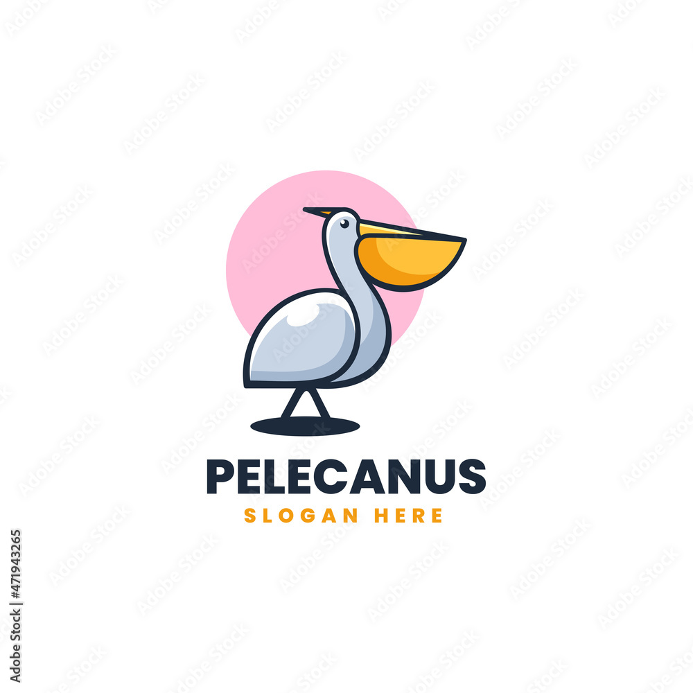 Fototapeta premium Vector Logo Illustration Pelican Simple Mascot Style.