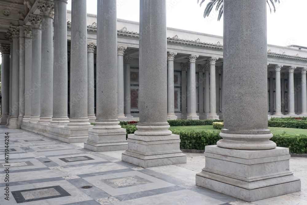 Columns of a basilica in Italy.