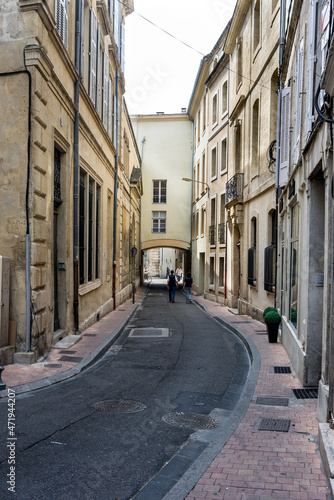 Narrow road in Avignon, France.