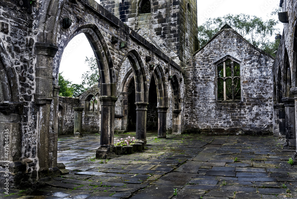 Ruins of the church of St Thomas a Beckett in Heptonstall, UK.
