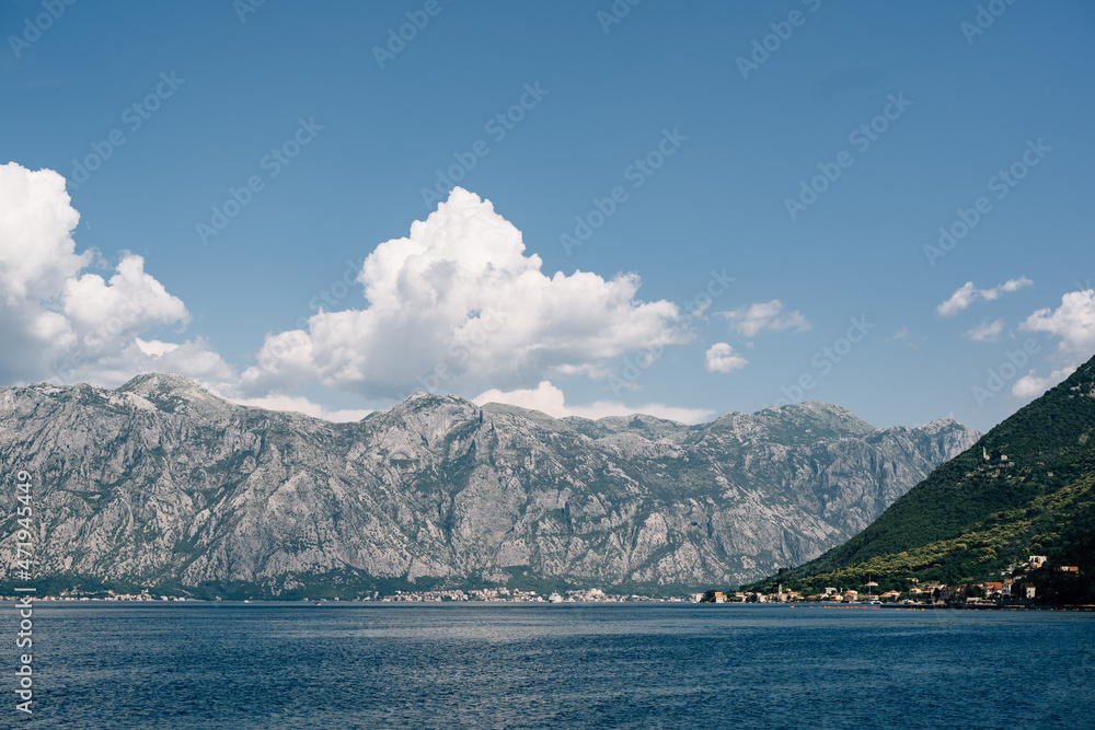 Clouds over the mountain range near the Bay of Kotor. Montenegro