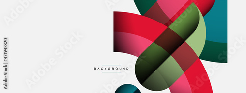 Geometric abstract background. Round shapes, circles, lines composition for wallpaper banner background or landing page