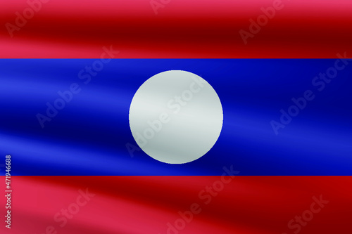 Waving silk flag of Laos