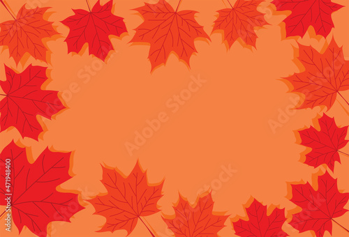 An illustration of fallen autumn leaves and some copy space area