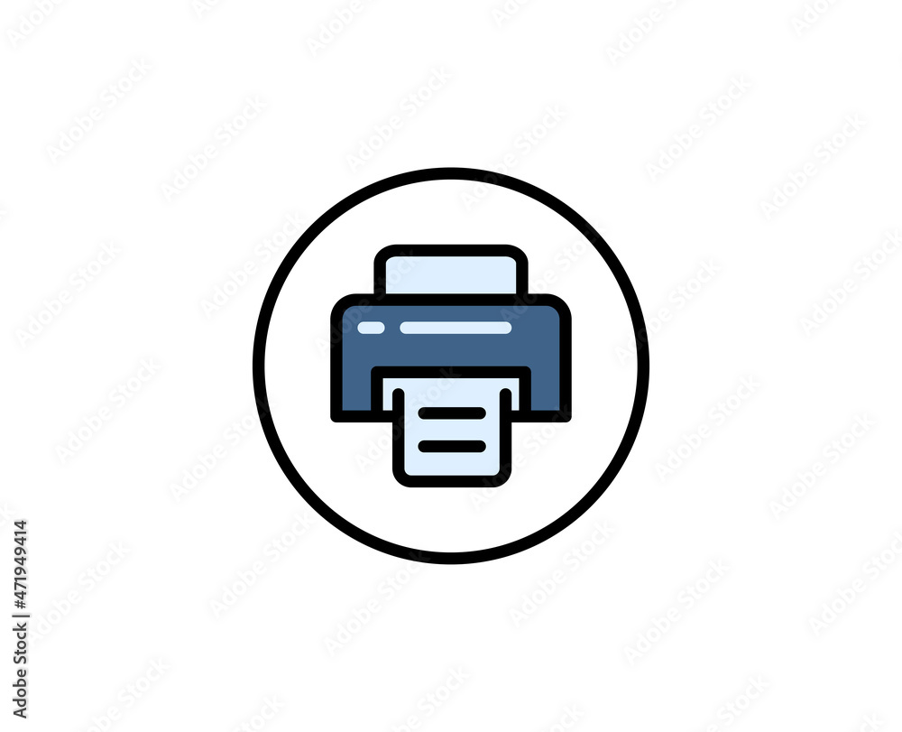 Printer line icon. Vector symbol in trendy flat style on white background. Office sing for design. Printer line icon. Vector symbol in trendy flat style on white background. Office sing for design.
