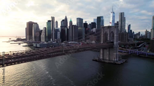 Wallpaper Mural Close up of traffic on the Brooklyn Bridge with downtown New York City in the background Torontodigital.ca