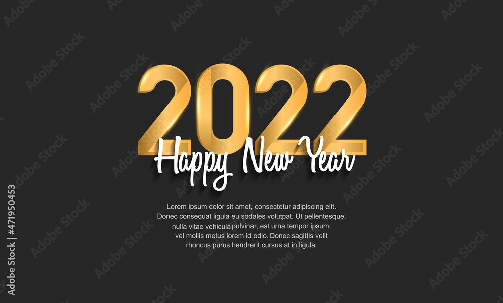 happy new year 2022 golden number on black background