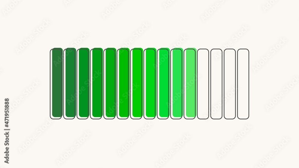 Horisontal green segmented band. Measuring scale concept Horisontal green segmented band. Measuring scale concept